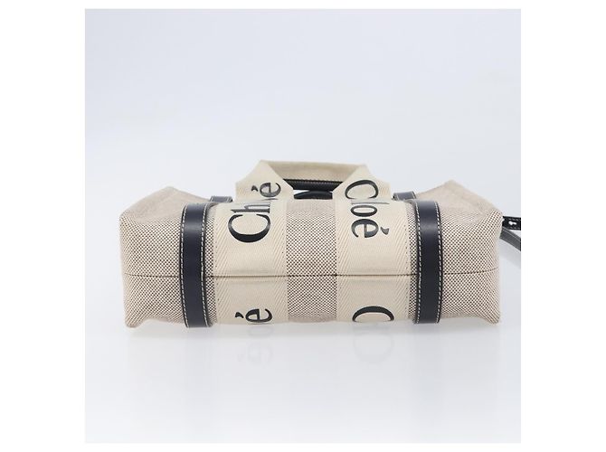 Chloé Borsa Chloe Woody Canvas 2way White Gold Auth ka6339 Bianco D'oro - vista 15