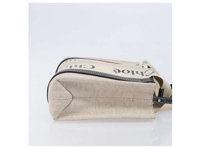 Chloé Borsa Chloe Woody Canvas 2way White Gold Auth ka6339 Bianco D'oro - vista 4