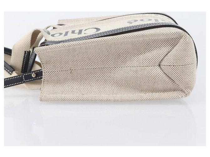 Chloé Borsa Chloe Woody Canvas 2way White Gold Auth ka6339 Bianco D'oro - vista 6