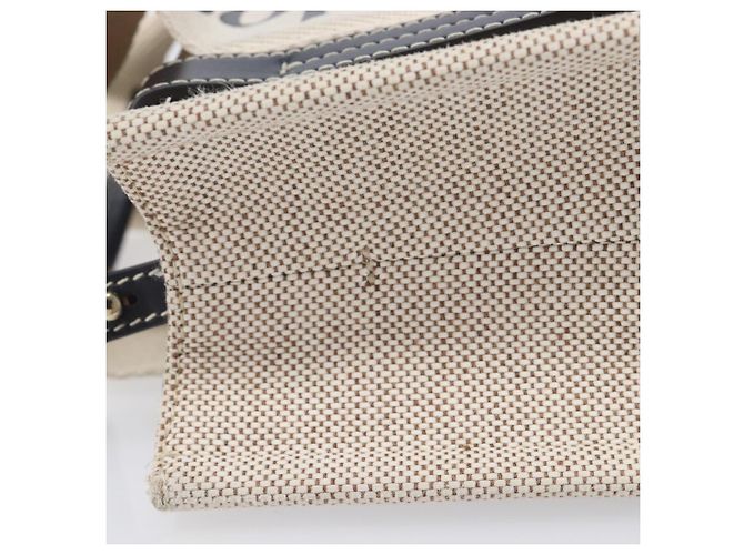 Chloé Borsa Chloe Woody Canvas 2way White Gold Auth ka6339 Bianco D'oro - vista 7