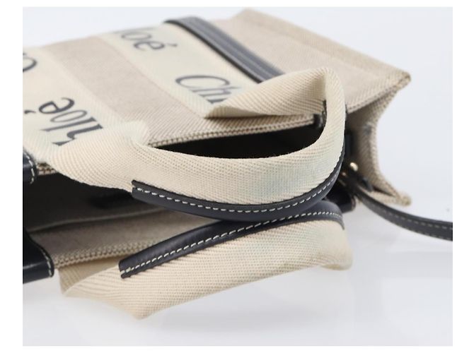 Chloé Borsa Chloe Woody Canvas 2way White Gold Auth ka6339 Bianco D'oro - vista 9