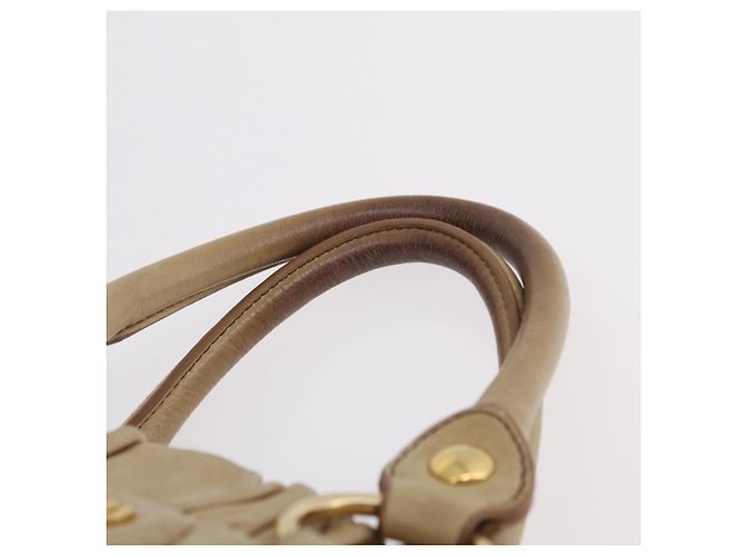 Borsa Miu Miu Vitellolux Matelasse in pelle 2way Beige Gold Auth 206271A D'oro - vista 10