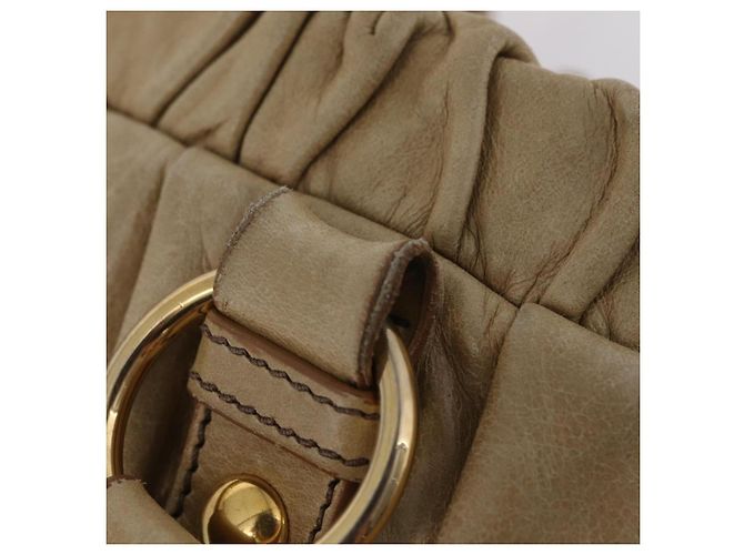 Borsa Miu Miu Vitellolux Matelasse in pelle 2way Beige Gold Auth 206271A D'oro - vista 11