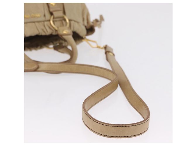 Borsa Miu Miu Vitellolux Matelasse in pelle 2way Beige Gold Auth 206271A D'oro - vista 12