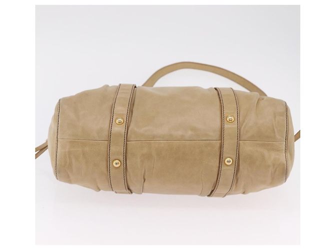 Borsa Miu Miu Vitellolux Matelasse in pelle 2way Beige Gold Auth 206271A D'oro - vista 14
