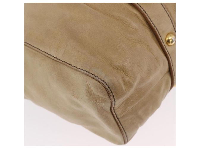 Borsa Miu Miu Vitellolux Matelasse in pelle 2way Beige Gold Auth 206271A D'oro - vista 17