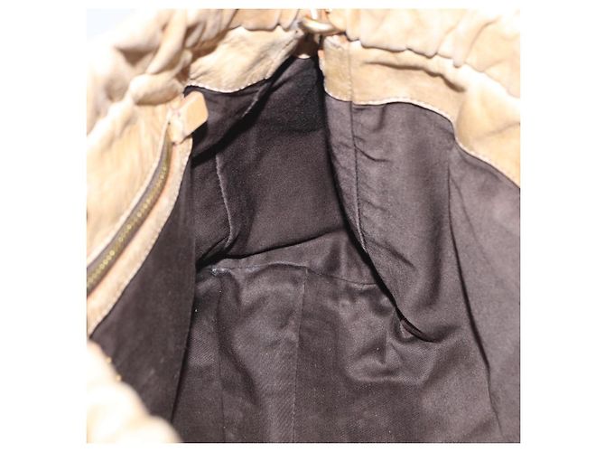 Borsa Miu Miu Vitellolux Matelasse in pelle 2way Beige Gold Auth 206271A D'oro - vista 24