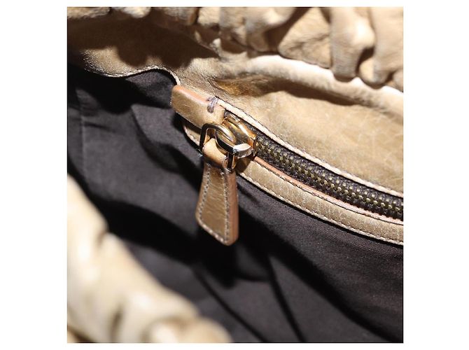 Borsa Miu Miu Vitellolux Matelasse in pelle 2way Beige Gold Auth 206271A D'oro - vista 26