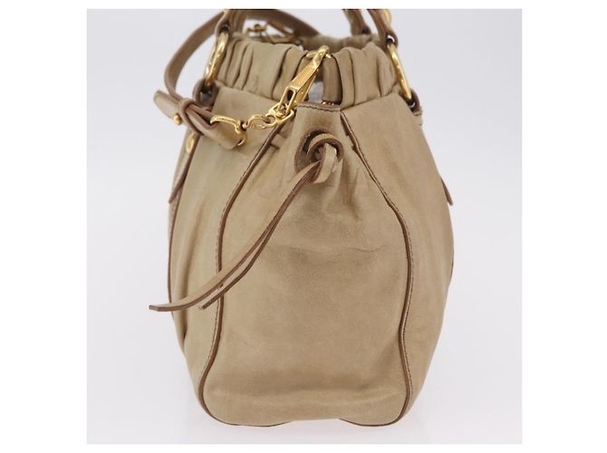 Borsa Miu Miu Vitellolux Matelasse in pelle 2way Beige Gold Auth 206271A D'oro - vista 6