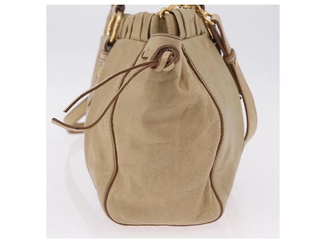 Borsa Miu Miu Vitellolux Matelasse in pelle 2way Beige Gold Auth 206271A D'oro - vista 7