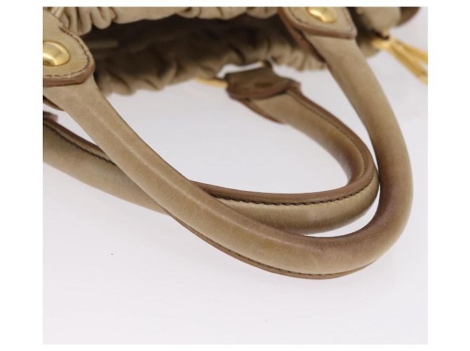 Borsa Miu Miu Vitellolux Matelasse in pelle 2way Beige Gold Auth 206271A D'oro - vista 9