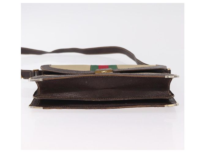 Borsa a tracolla GUCCI Web Sherry Line Canvas Beige Gold Auth ep16256 D'oro - vista 13