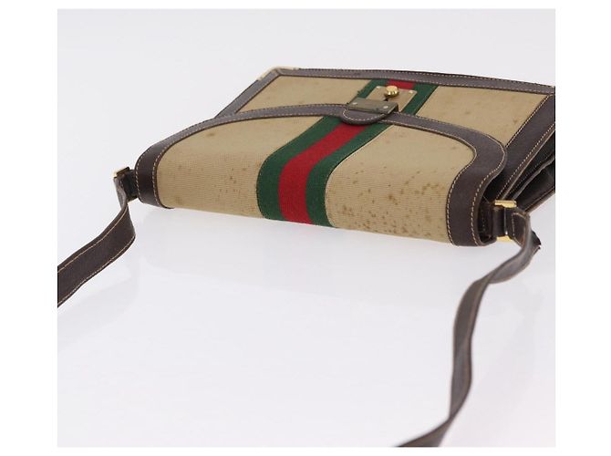 Borsa a tracolla GUCCI Web Sherry Line Canvas Beige Gold Auth ep16256 D'oro - vista 9