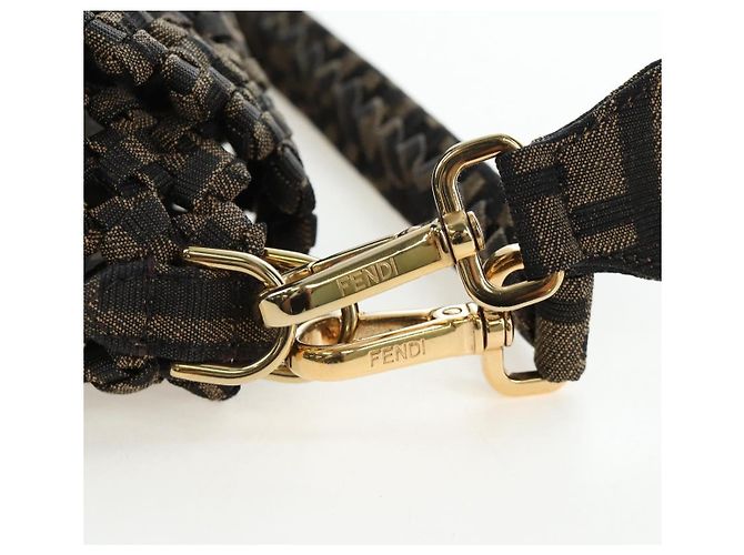 Borsa a tracolla FENDI Zucca Canvas Mamma Baguette 2 vie Marrone Nero Auth 204902SM - vista 11