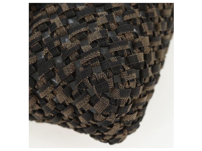 Borsa a tracolla FENDI Zucca Canvas Mamma Baguette 2 vie Marrone Nero Auth 204902SM - vista 13