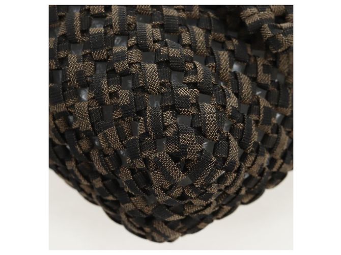 Borsa a tracolla FENDI Zucca Canvas Mamma Baguette 2 vie Marrone Nero Auth 204902SM - vista 14