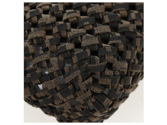 Borsa a tracolla FENDI Zucca Canvas Mamma Baguette 2 vie Marrone Nero Auth 204902SM - vista 15