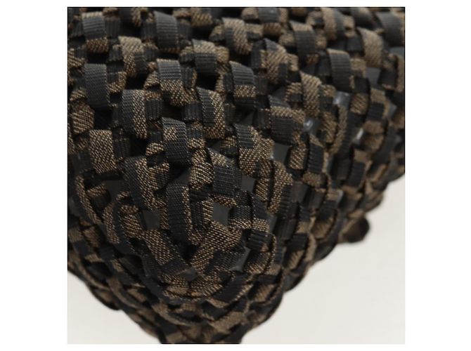 Borsa a tracolla FENDI Zucca Canvas Mamma Baguette 2 vie Marrone Nero Auth 204902SM - vista 16