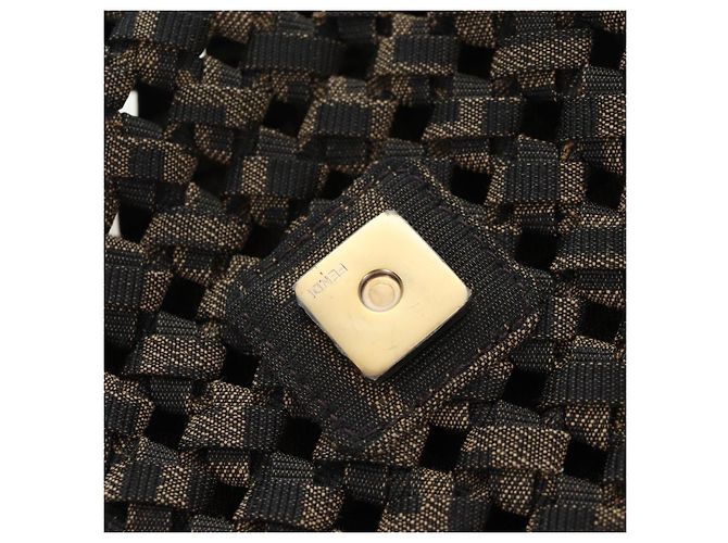 Borsa a tracolla FENDI Zucca Canvas Mamma Baguette 2 vie Marrone Nero Auth 204902SM - vista 20