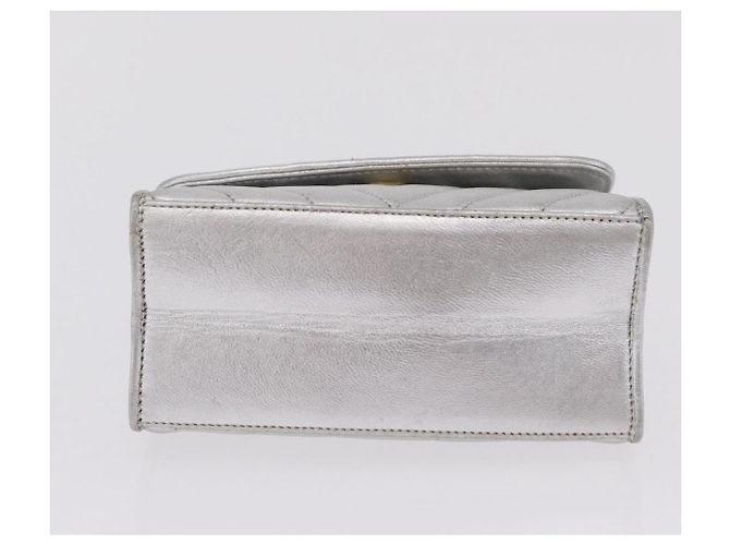Borsa a mano CHANEL V Stitch in pelle d'agnello Argento Oro CC Auth 206262SAV D'oro - vista 12