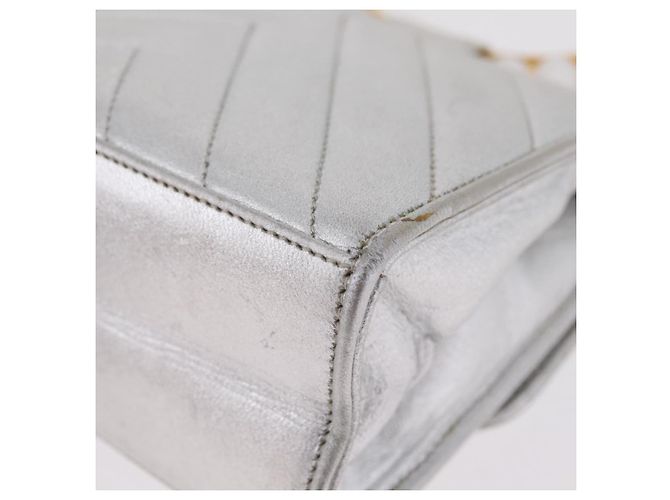 Borsa a mano CHANEL V Stitch in pelle d'agnello Argento Oro CC Auth 206262SAV D'oro - vista 16