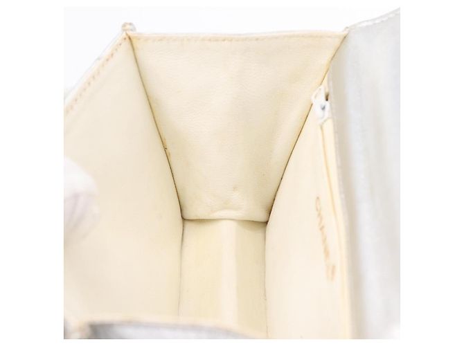 Borsa a mano CHANEL V Stitch in pelle d'agnello Argento Oro CC Auth 206262SAV D'oro - vista 26