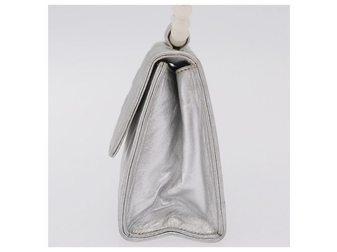 Borsa a mano CHANEL V Stitch in pelle d'agnello Argento Oro CC Auth 206262SAV D'oro - vista 4