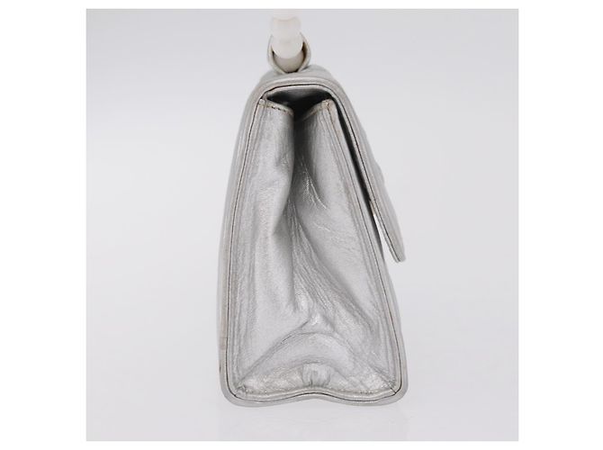 Borsa a mano CHANEL V Stitch in pelle d'agnello Argento Oro CC Auth 206262SAV D'oro - vista 6