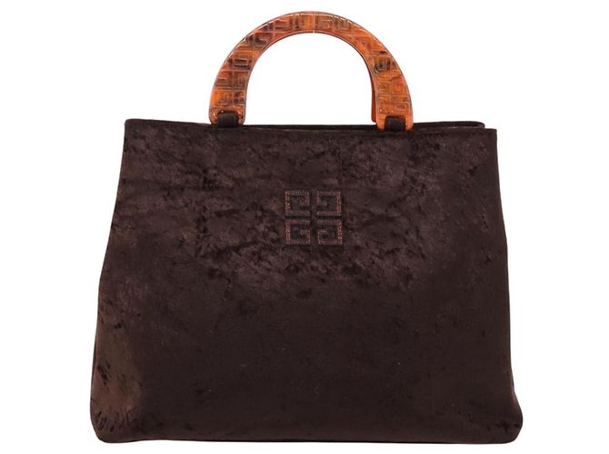 GIVENCHY Hand Bag Velor Brown Auth BA16185A - view 2