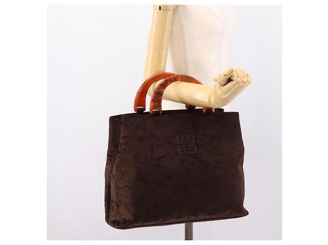 GIVENCHY Hand Bag Velor Brown Auth BA16185A - view 26