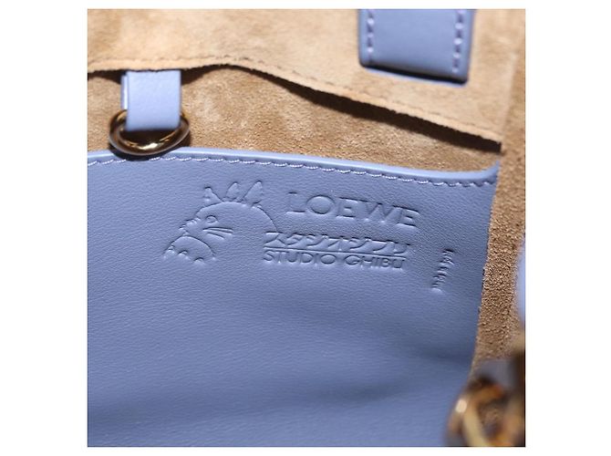 LOEWE Howl's Moving Castle Markl Hammock Nugget Bag Leather 2way Auth yk20930SM D'oro Blu chiaro - vista 20