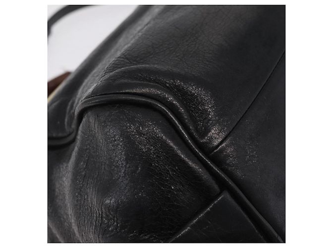 Chloé Bolsa Chloe Etel em couro 2way Preta Tom Dourado Auth BA15539A Preto - vista 12