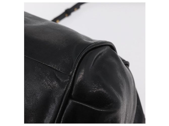 Chloé Bolsa Chloe Etel em couro 2way Preta Tom Dourado Auth BA15539A Preto - vista 13