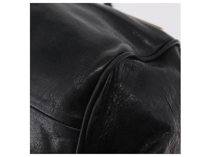 Chloé Bolsa Chloe Etel em couro 2way Preta Tom Dourado Auth BA15539A Preto - vista 15