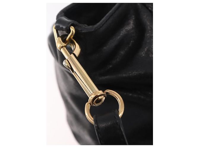 Chloé Bolsa Chloe Etel em couro 2way Preta Tom Dourado Auth BA15539A Preto - vista 17