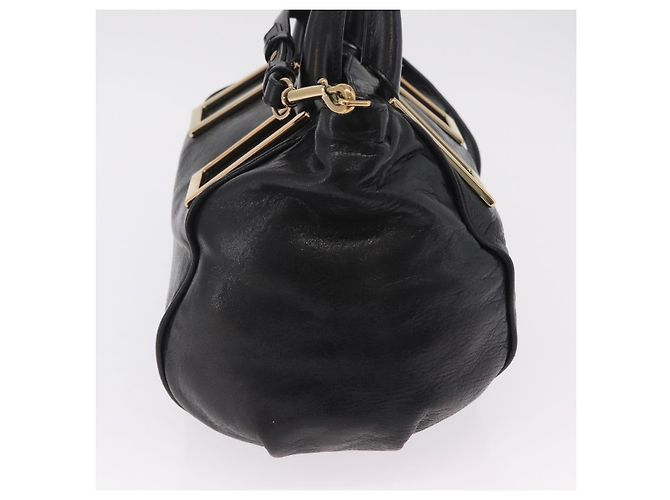 Chloé Bolsa Chloe Etel em couro 2way Preta Tom Dourado Auth BA15539A Preto - vista 4