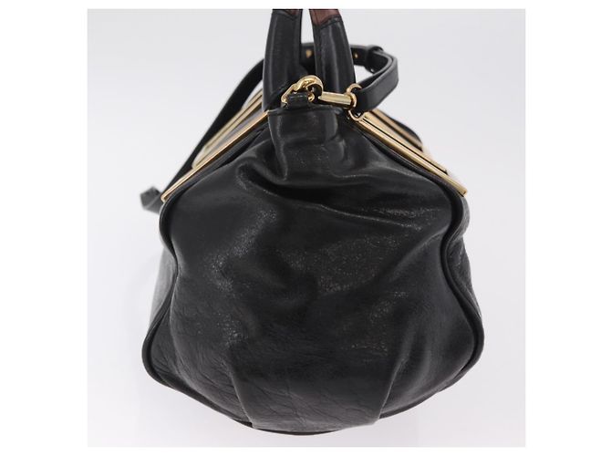 Chloé Bolsa Chloe Etel em couro 2way Preta Tom Dourado Auth BA15539A Preto - vista 5