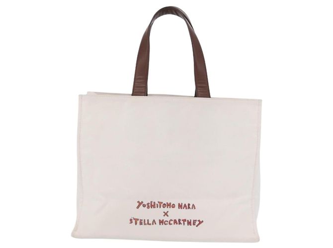 Stella Mc Cartney Borsa Tote Stella McCartney Nara Yoshitomo Canvas White Brown Auth mr2934V Marrone Bianco - vista 3