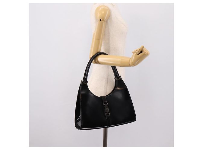 Borsa GUCCI Jackie in pelle nera argento 002 1067 Auth gh2346 Nero - vista 23