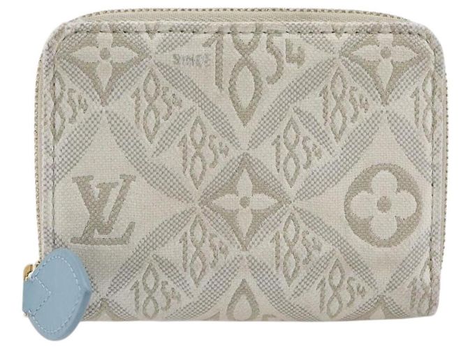 LOUIS VUITTON SINCE1854 Zippy Coin Purse Canvas Ivory Blue M81095 Auth 205941A Azul Crudo - vista 13