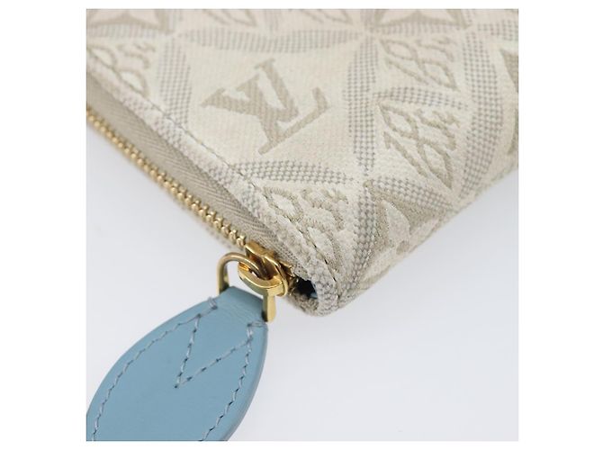 LOUIS VUITTON SINCE1854 Zippy Coin Purse Canvas Ivory Blue M81095 Auth 205941A Azul Crudo - vista 15