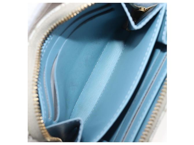 LOUIS VUITTON SINCE1854 Zippy Coin Purse Canvas Ivory Blue M81095 Auth 205941A Azul Crudo - vista 18