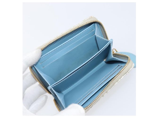 LOUIS VUITTON SINCE1854 Zippy Coin Purse Canvas Ivory Blue M81095 Auth 205941A Azul Crudo - vista 9