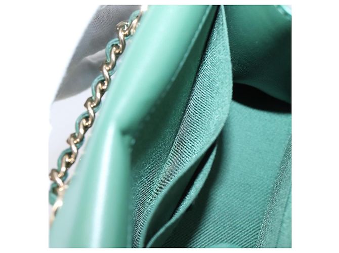 Borsa a tracolla con catena CHANEL V Stitch in pelle d'agnello verde e oro CC Auth 206308SAM D'oro - vista 21