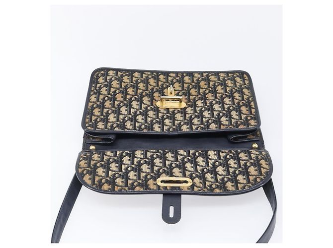 Borsa a tracolla Christian Dior Trotter Canvas Navy Gold Tone Auth bs37239 Blu navy - vista 16