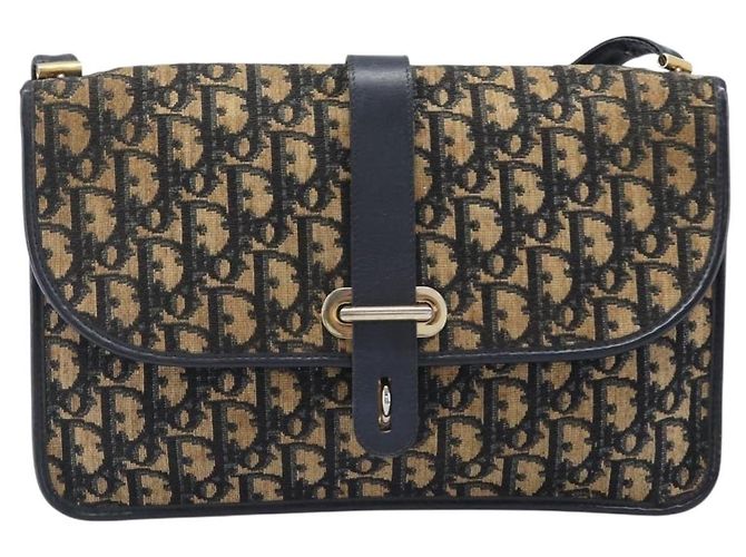 Borsa a tracolla Christian Dior Trotter Canvas Navy Gold Tone Auth bs37239 Blu navy - vista 2