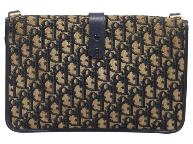 Borsa a tracolla Christian Dior Trotter Canvas Navy Gold Tone Auth bs37239 Blu navy - vista 3