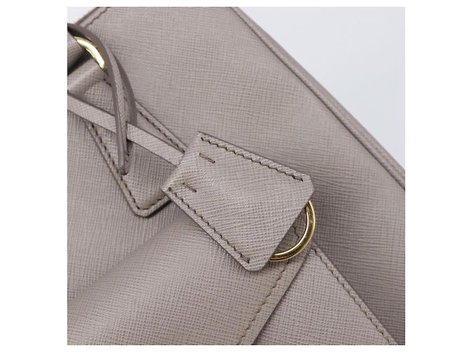 Borsa a Mano PRADA Galleria Safiano 2way Grigio Tono Oro Auth 204854SAV Marrone - vista 20