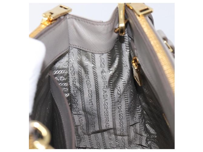 Borsa a Mano PRADA Galleria Safiano 2way Grigio Tono Oro Auth 204854SAV Marrone - vista 24