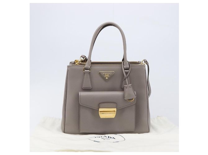 Borsa a Mano PRADA Galleria Safiano 2way Grigio Tono Oro Auth 204854SAV Marrone - vista 33